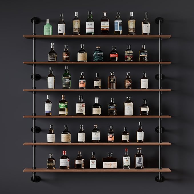 48 InchPipe Bookshelf Floating Shelves for Wall Shelves Bookshelf Industrial Pipe Shelving Shelves Real Wood Planks Rustic Ha