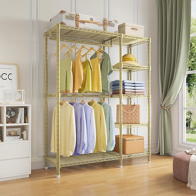 VIPEK V7 Clothes Rack Heavy Duty Max Load 670lbs, Garment Rack with 5 Tiers Adjustable Shelves Portable Closet Metal Sturdy W
