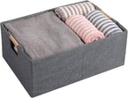 Fabric Storage Bin Box Foldable Collapsible Storage Basket with Wooden Handles Rectangular Cube Decorative Home Nursery Organ