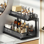 2-Pack 18.5 IN Depth Under Sink Organizer With Next-Gen Ball-Bearing Slides,Sophisticated Mesh 2-Tier Pull Out Shelf for Kitc