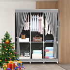 ALSO GO Portable Closet, Storage Organizer Wardrobe with Non-Woven Fabric Cover, with 3 Hanging Rods, 6 Storage Shelves and S