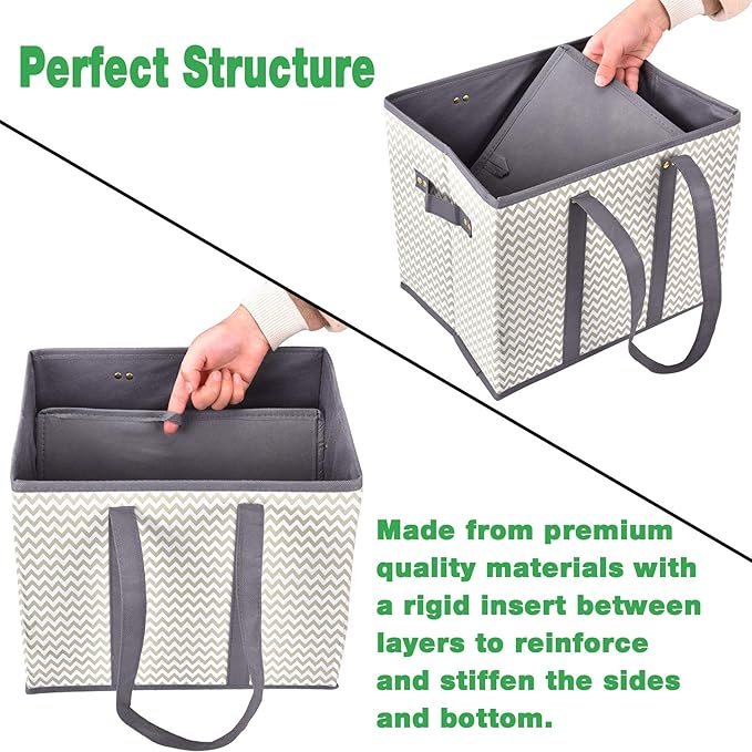 NERUB Reusable Grocery Tote Bags - Heavy Duty with Reinforced Bottom, Foldable Large Shopping Bags for Groceries (3 Pack)