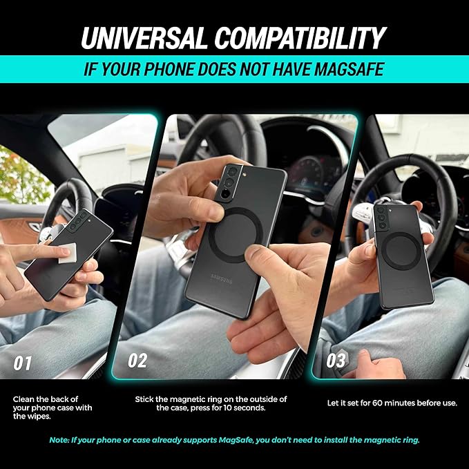 CARMOUNT Clutch-X™ Black – Upgraded Vacuum Phone Mount Suction Cup Car Phone Holder for iPhone, Window Phone Mount, 360° Vacuum Magnetic Phone Holder for Car, Magnetic Phone Holder with Suction Cup