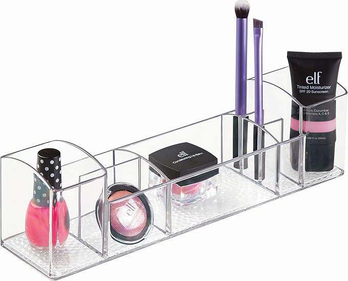 iDesign 43030 Med+ 12" Plastic Divided Vanity Medication and Bathroom Accessory, 12" x 3" x 3.5", Multi-Level Organizer