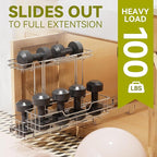 2 Tier Under Sink Organizer 11" W X18 D, Pull Out Cabinet Organizer One Removable Basket, Under Sink Slide Out Chrome Plated,