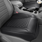 CAR PASS 2 Pack Leather Bottom Car Seat Covers Front Seat Cushion Cover, Anti-Slip and Wrap Around The Bottom, Car Seat Prote
