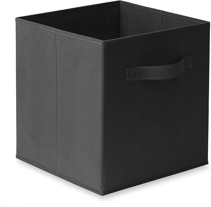 Casafield Set of 6 Collapsible Fabric Cube Storage Bins, Black - 11" Foldable Cloth Baskets for Shelves, Cubby Organizers & M