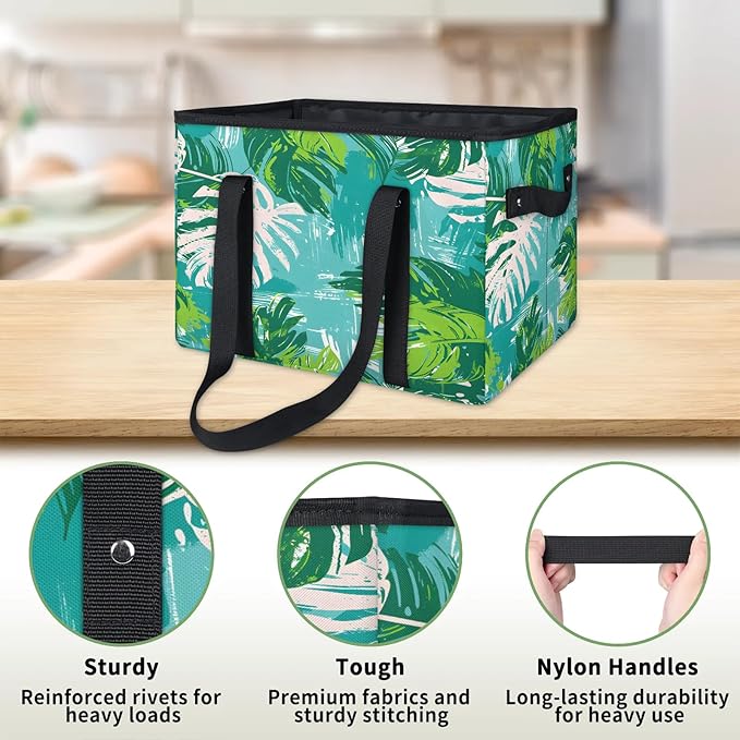 Reusable Grocery Bag, Foldable Large Shopping Tote Bag for Groceries Kitchen Picnic Car Trunk