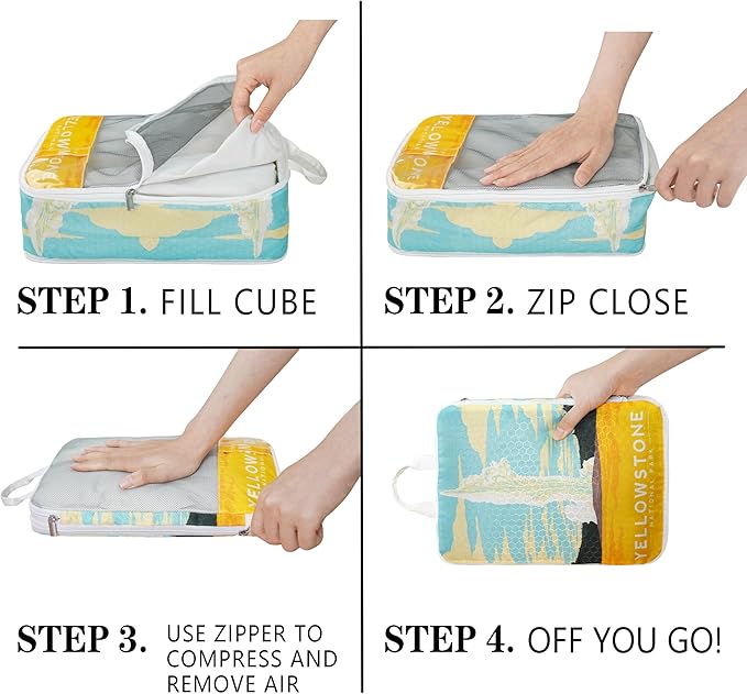 Compression Packing Cubes for Travel, 7 Set National Park Expandable Mesh Luggage Organizers, Waterproof Expandable/Compressi