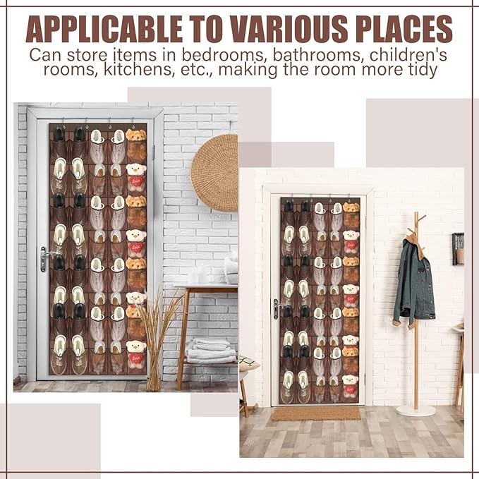 Windyun 40 Over the Door Shoe Organizer Large Breathable Mesh Pockets Hanging Shoe Rack for Closet Brown Behind Door Hanger S