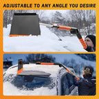[Upgrade] 56" Large Ice Scrapers for Car Windshield, 90° Pivoting Snow Board, Snow Scraper with De-Icing Shovel, Extendable Length Settings, 180° Bendable Silicone Grip for for Truck, SUV, Auto