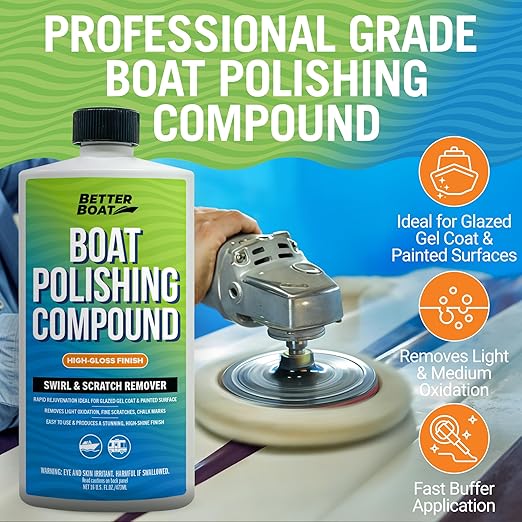 Boat Polishing Compound Gelcoat Restorer, Fiberglass Polish for Boats, Rubbing and Oxidation Remover, Faded Shiny Marine Gel Coat