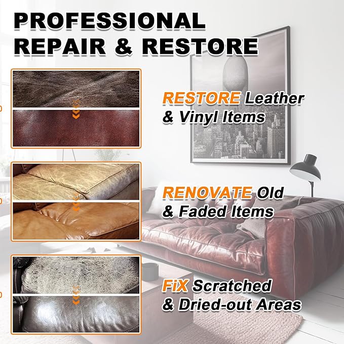 12oz Leather Recoloring Balm & 3.4oz Mink Oil Leather Conditioner kit,Maroon Leather Color Repair Kits for Couches, Leather C