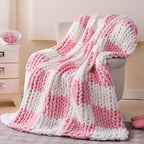 Admitrack Chunky Knit Blanket Throw 51"x63", 100% Hand Knit Chenille Throw Blanket for Sofa & Home Decor, Soft and Cozy Knitt