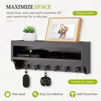 Nekon Key Holder Wall Mount, 12.8" W x 5.6" H x 3.7" D Wall Mounted Key and Mail Organizer with 6 Key Hooks, Key Racks for Ho