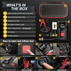 12 V Car 8000 mAh Battery Jump Starter 2800A with 150psI Air Compressor, Compact and Practical Edition QB08L Safe Smart,