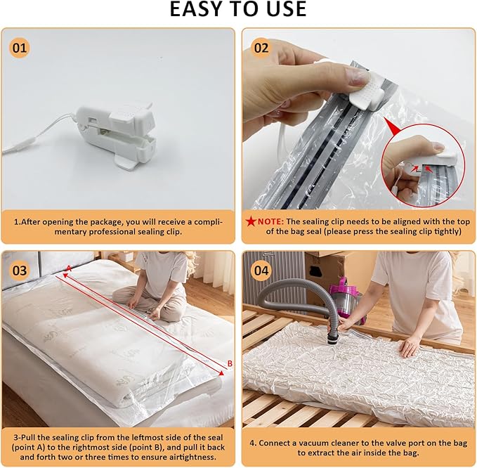 2 PCS Mattress Vacuum Bag, 86.7x39.4 inches Space Saver vacuum Storage Bags,Oversized Vacuum bags, MattressBag Vacuum Sealer 