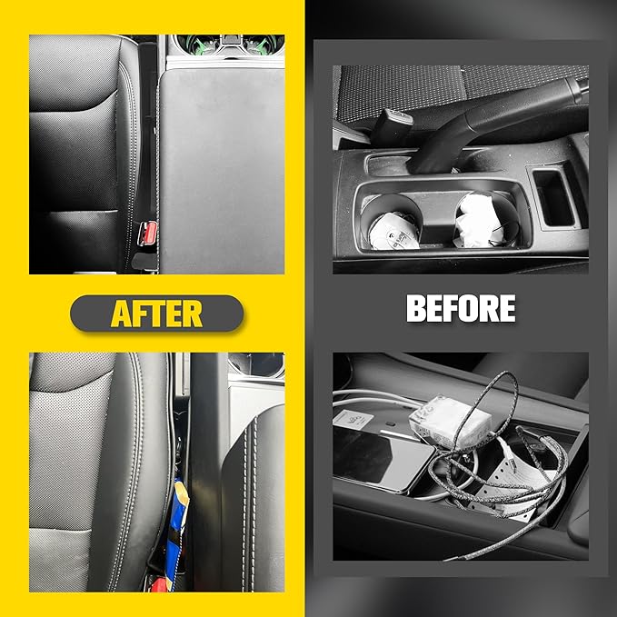 2 PCS Car Seat Gap Filler Organizer, Auto Interior Accessories Multifunctional Car Gap Fillers, Universal Car Seat Storage Organizer to Fill the Gap Space Between the Console and Seats, Black