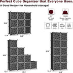 C&AHOME Cube Storage Organizer with Doors, 10-Cube Shelves, DIY Plastic Modular Bookshelf, Closet Clothes Storage Shelving Id