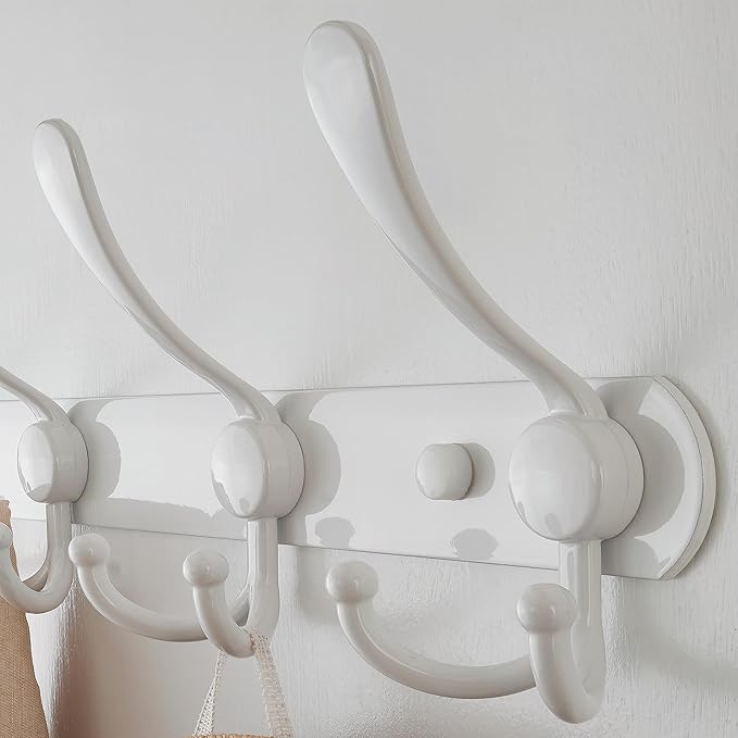 Dseap Coat Rack Wall Mount - 29.5” Long 8-Tri-Hooks Heavy Duty Coat Hanger Rail Wall Hooks for Hanging Coats Hats Clothing Cl