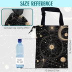 Car Trash Bag Vintage Astrology Planets Leak-Proof Car Garbage Bag with Drawstring Foldable Canvas Trash Bin with Adjustable Buckle for Car Accessories, Travelling, Camping