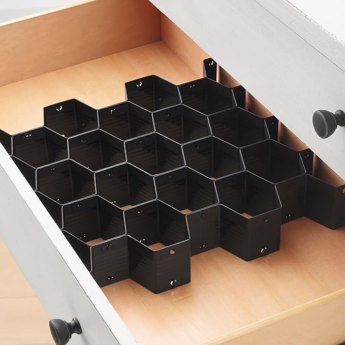 Whitmor Honeycomb Drawer Organizer - Set of 3 - Black