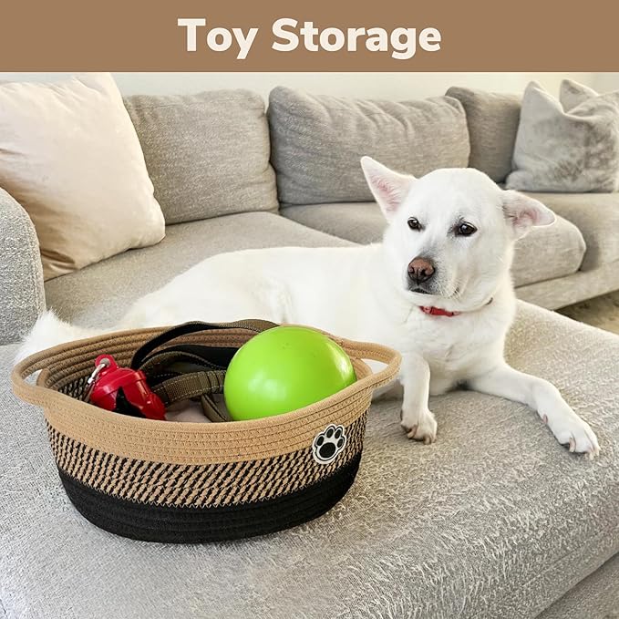 Dog Storage Bin, Baby Basket for Gifting, Wicker Storage Baskets for Dog, Cute Basket with Handles, Small Woven Baskets for N