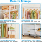 Ulif F3R Heavy Duty Clothes Rack（With Lockable Wheels）Freestanding Clothing Racks for Hanging Clothes，Adjustable Closet Organ