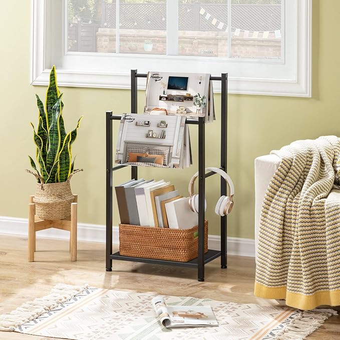 HOOBRO Free Standing Towel Rack for Bathroom, 16.5" L x 9.4" W x 31.5" H, 2 Tier Blanket Rack, Blanket Holder, Drying and Dis