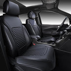 CAR PASS 2Pack Front Car Seat Covers Leather Memory Foam Water Proof Seat Protector Universal Fit for Cars SUVs Trucks Most V