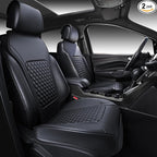 CAR PASS 2Pack Front Car Seat Covers Leather Memory Foam Water Proof Seat Protector Universal Fit for Cars SUVs Trucks Most V