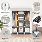 VTRIN Portable Closet Wardrobe for Hanging Clothes with 2 Hanging Rods and 8 Storage Organizer Shelves,Free Standing Clothes 