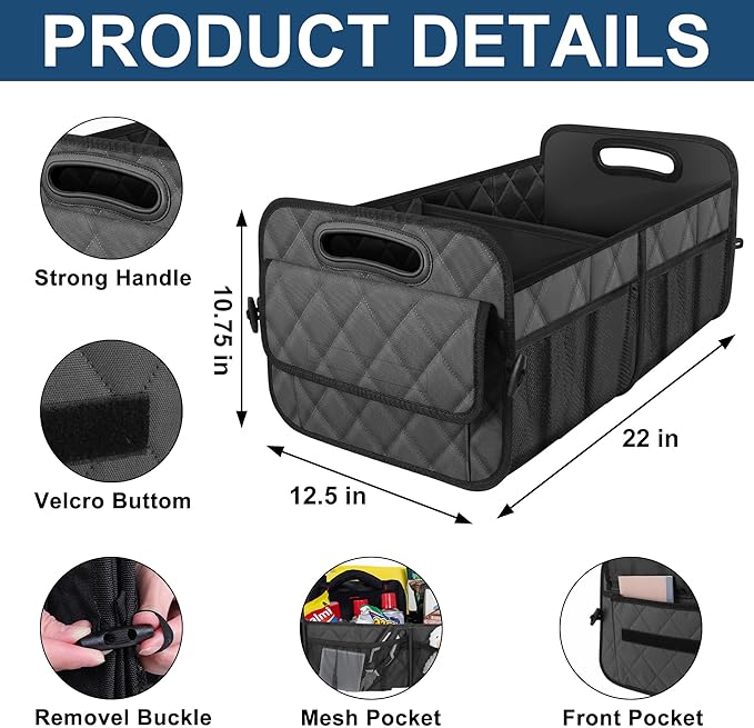 Deosk Car Trunk Organizer for SUV, Car Organizers and Storage with 6 Pocket, Car Accessories for Women/Men 50L Waterproof