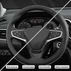 West Llama Microfiber Leather Car Steering Wheel Cover for Chevy Silverado,Tahoe,Equinox,Traverse,Trailblazer,Colorado (Black