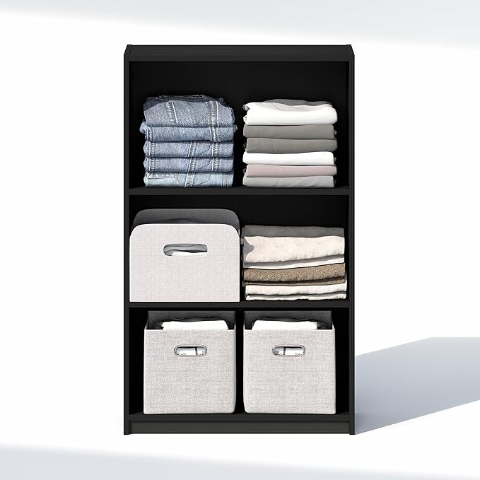 Furinno Reed Closet Organizers and Storage, 3-Tier Closet Organizer, Open Shelf Closet Storage, for Wardrobe, Bedroom, Living
