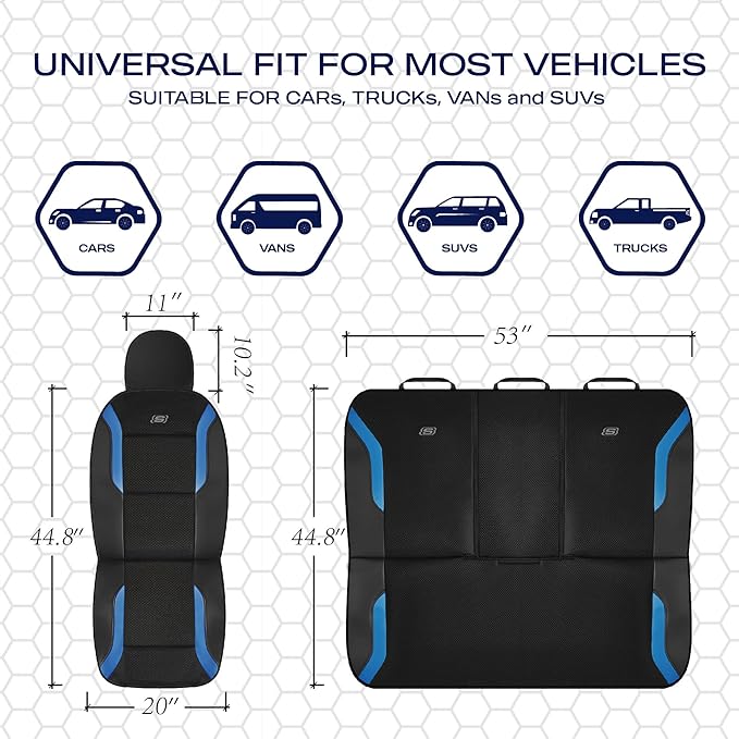 Skechers Memory Foam Car Seat Covers, Air Cool Mesh Thick Seat Covers, Car Seat Cover Full Sets, Airbag Compatible, Automotiv