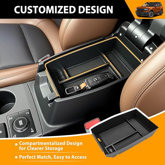 Center Console Organizer Compatible with 2021-2025 Ford Bronco Sport/2020-2025 Ford Escape Armrest Storage Tray Arm Rest Organizer for Bronco Sport/Escape Accessories(Armrest Storage Tray)