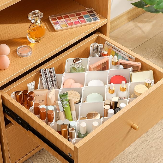 ROUFA Sock Drawer Organizer for Dresser, Honeycomb Underwear Dividers for Women, Panty Separator for Bras, Socks, Belt and Le