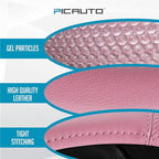 PIC AUTO Steering Wheel Cover, Glitter Gel Particles & Pink Luxury Leather Car Steering Cover, Universal Fit 14.5"-15.5" Anti