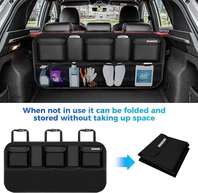 Car Organizer, Car Organizers and Storage with 9 Pockets, SUV Trunk Organizer for SUV/MPV/Truck, Car Essentials (42 * 10in)