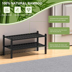 ROMGUAR CRAFT 2 Tier (Thick) Bamboo Shoe Rack for Closet Free Standing Wood Shoe Shelf for Entryway Small Space Stackable 27"