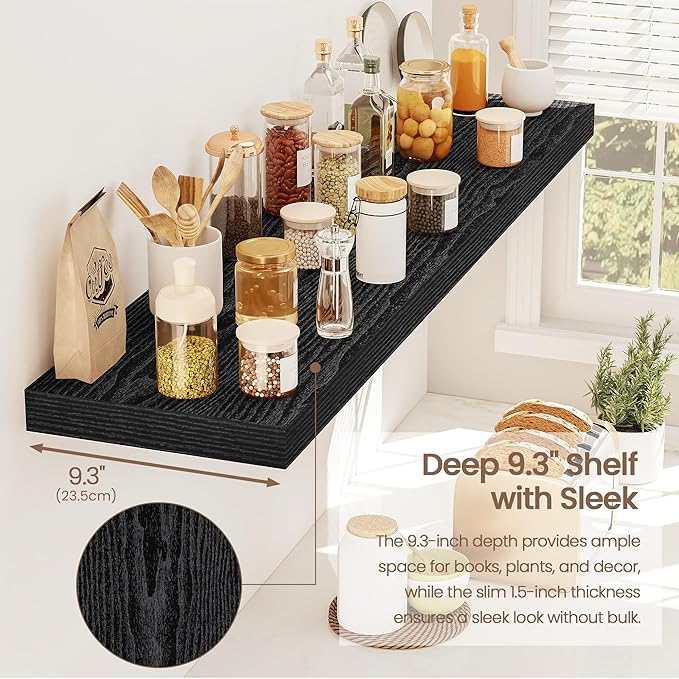 Vivelove 40 Inch Floating Shelves, Deep Wall Shelves with Invisible Brackets, Display Shlf for Bathroom Living Room Kitchen B