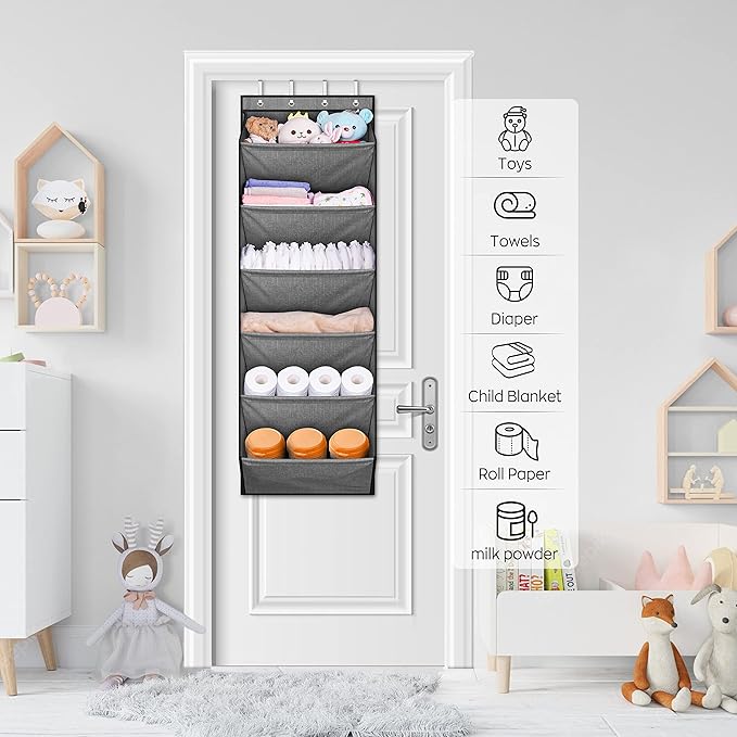 SLEEPING LAMB Shoe Rack for Door with Large Deep Pocket, Over The Door Shoe Organizer for Closet, Dorm and Narrow Hanging Sne