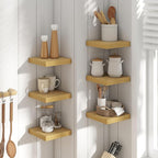 8 Inch Square Floating Shelves for Wall 3 Pack, 8"D Wood Grain Bathroom Shelves with Invisible Brackets, Easy Install Enginee