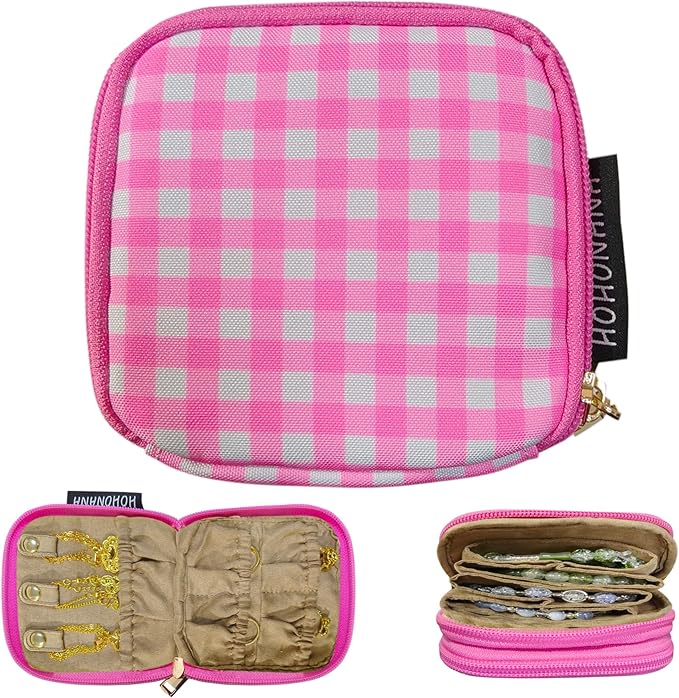 Travel Jewelry Case Small Jewelry Organizer Purse Jewelry Bag Women Jewelry Purse Double Layers for Bracelet Rings Earring Ne