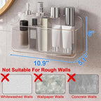 Diesisa Acrylic Wall Mount Organizer - 5.1" D x 10.9" W x 6" H, Large Size Adhesive Wall Self - Shower Caddies Organizer - Ba