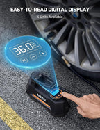 AstroAI Tire Inflator Portable Air Compressor Air Pump for Car Tires-Car Accessories, 9.8Ft Cord-12V DC-Powered Auto Pump with Digital Pressure Gauge, Emergency LED Light for Bicycle, Balloons, Orange