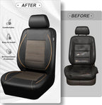 CAR PASS Piping PU Leather Car Seat Cover Full Set,Inside Zipper Design and Reserved Opening Holes,Airbag Compatible,Universal FIT for Car, SUVs,Van,Small Trucks（Full Set, Black & Gold）