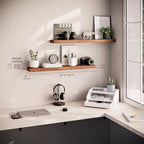 Ballucci Floating Shelves, 36" Wood Wall Shelf Set of 2, with Invisible Brackets for Bathroom, Living Room, Bedroom, Kitchen,