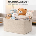 96L Large Blanket Basket,24"x16"x15"Rectangle Storage Bin with Handles,Woven Rope Laundry Basket for Toys, Clothes,Magazines,